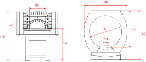 100 cm diametro Forno pizza da incasso modello L100C - Mattoni - immagine 2