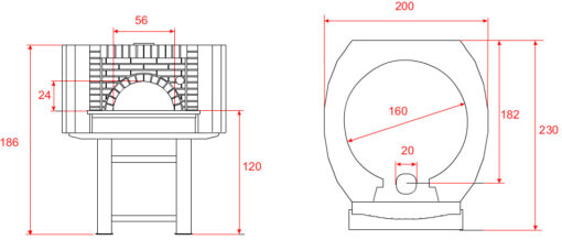 160 cm diametro Forno pizza da incasso modello L160C - Mattoni - immagine 2