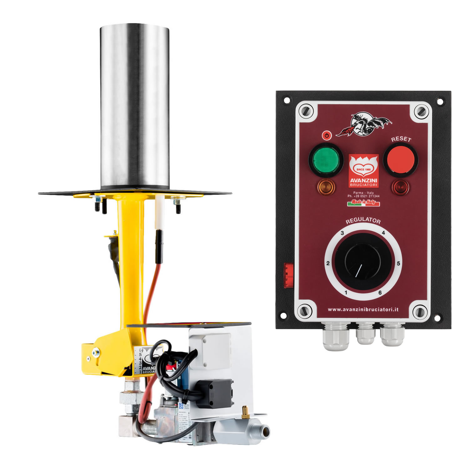 Bruciatore sotto piastra per forni pizza rotanti